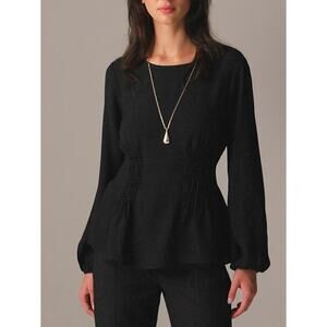 J. Crew Shirred-waist top in viscose crepe black size 00